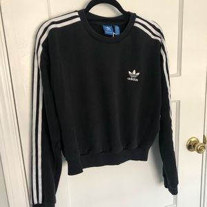 ADIDAS Cropped Stripe Sweatshirt Jumper